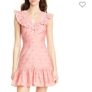 Rebecca Taylor Metallic Clip Dot Ruffle Dress